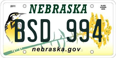 NE license plate BSD994
