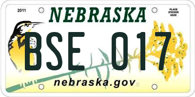 NE license plate BSE017