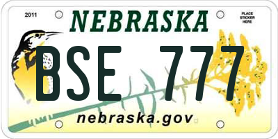 NE license plate BSE777