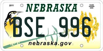 NE license plate BSE996