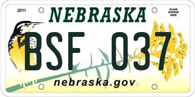 NE license plate BSF037