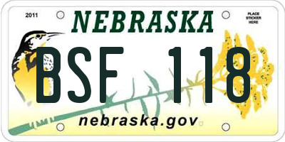 NE license plate BSF118