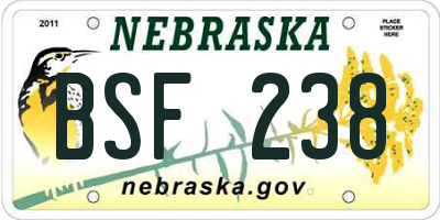 NE license plate BSF238