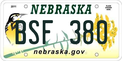 NE license plate BSF380