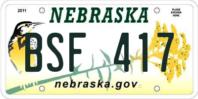NE license plate BSF417