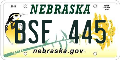 NE license plate BSF445