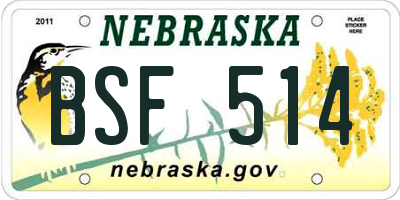 NE license plate BSF514