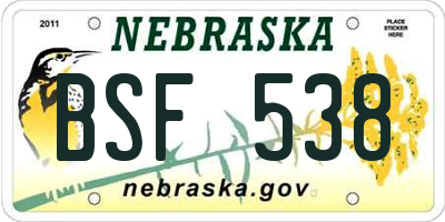NE license plate BSF538