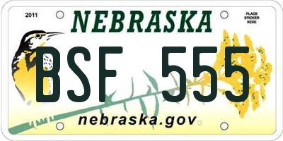 NE license plate BSF555