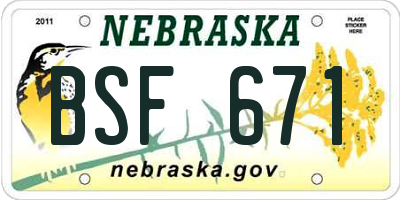 NE license plate BSF671