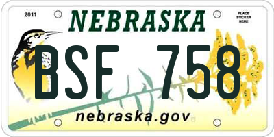 NE license plate BSF758