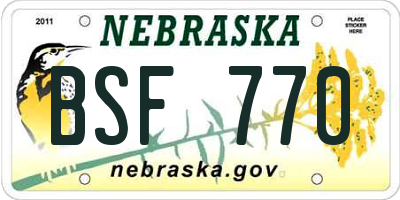 NE license plate BSF770
