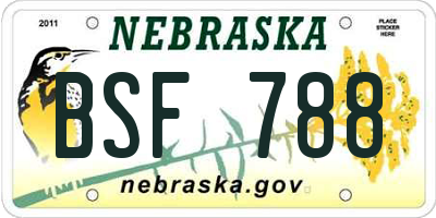 NE license plate BSF788