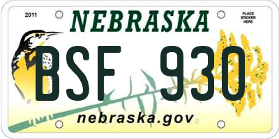 NE license plate BSF930
