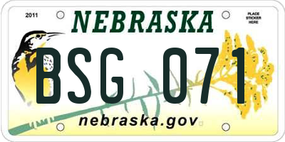 NE license plate BSG071