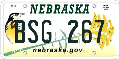 NE license plate BSG267