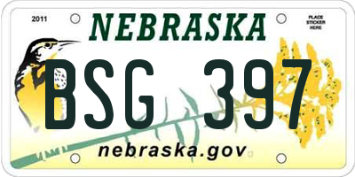 NE license plate BSG397