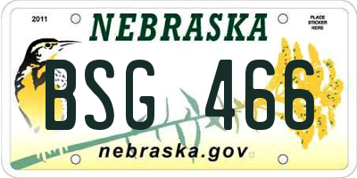 NE license plate BSG466