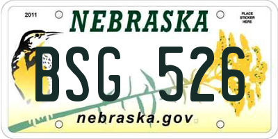 NE license plate BSG526