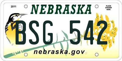 NE license plate BSG542
