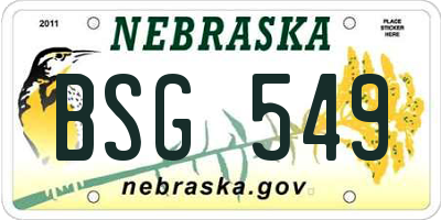 NE license plate BSG549