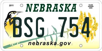 NE license plate BSG754
