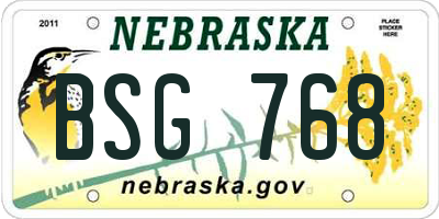 NE license plate BSG768