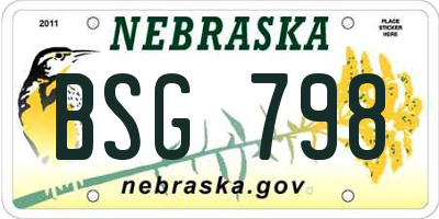 NE license plate BSG798