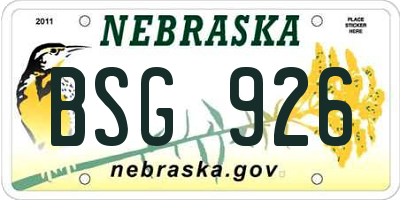 NE license plate BSG926