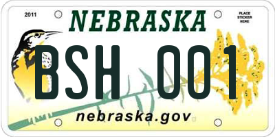NE license plate BSH001