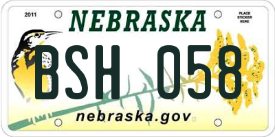 NE license plate BSH058
