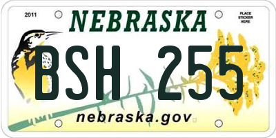 NE license plate BSH255