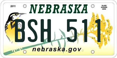 NE license plate BSH511
