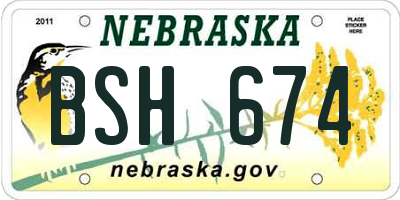 NE license plate BSH674