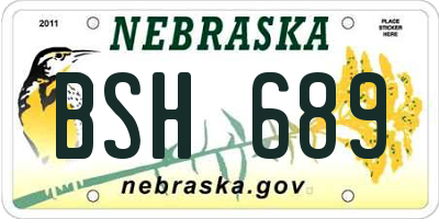 NE license plate BSH689