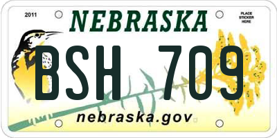 NE license plate BSH709