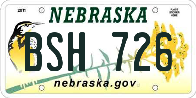 NE license plate BSH726