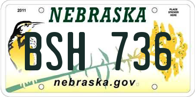 NE license plate BSH736