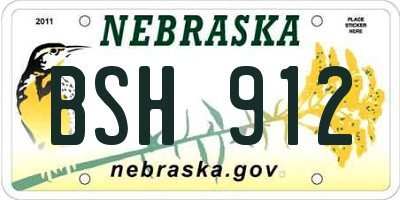 NE license plate BSH912