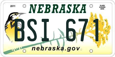 NE license plate BSI671