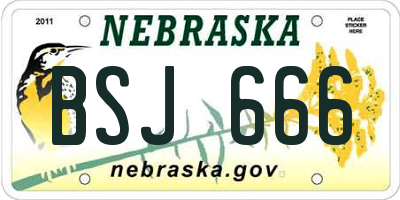 NE license plate BSJ666