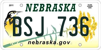 NE license plate BSJ736