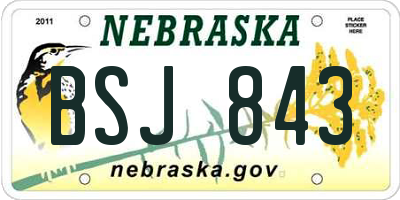 NE license plate BSJ843