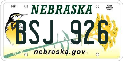 NE license plate BSJ926