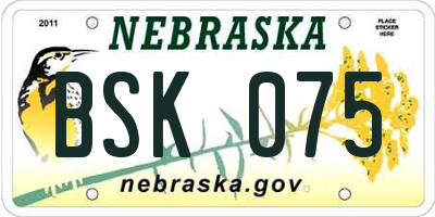 NE license plate BSK075