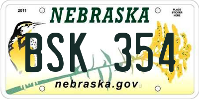 NE license plate BSK354
