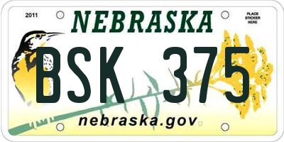 NE license plate BSK375