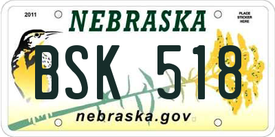 NE license plate BSK518