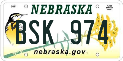 NE license plate BSK974