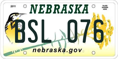 NE license plate BSL076